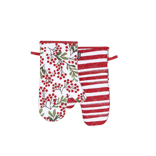 Ladelle Berry Berry Christmas Set of 2 Oven Mitts 18 x 33 cm