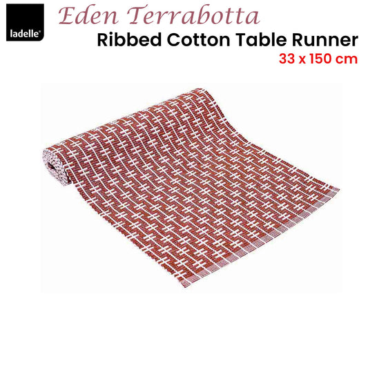 Ladelle Eden Terracotta Ribbed 100% Cotton Table Runner