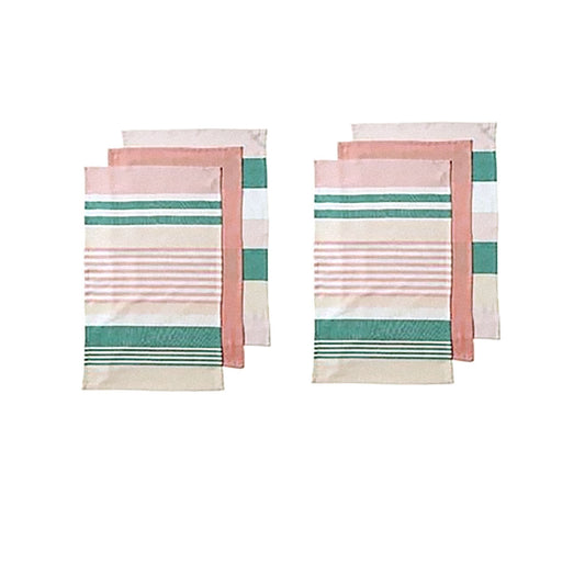 Ladelle Connor Set of 6 Cotton Kitchen Towels Pink