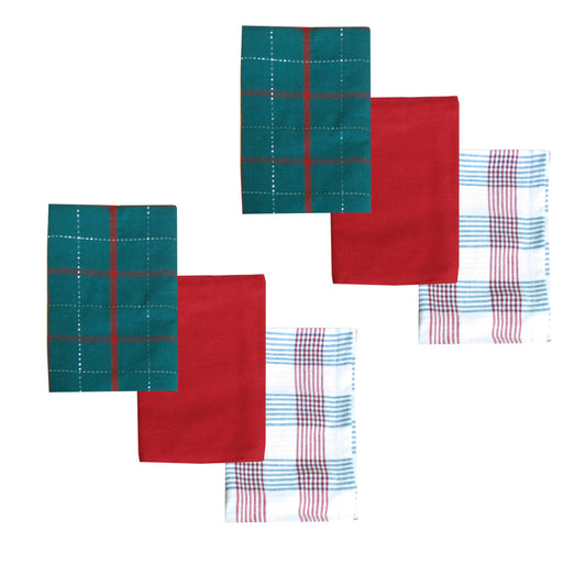 Ladelle Brick Set of 6 Cotton Kitchen Towels Red Design 5