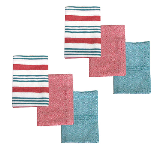 Ladelle Brick Set of 6 Cotton Kitchen Towels Red Design 8