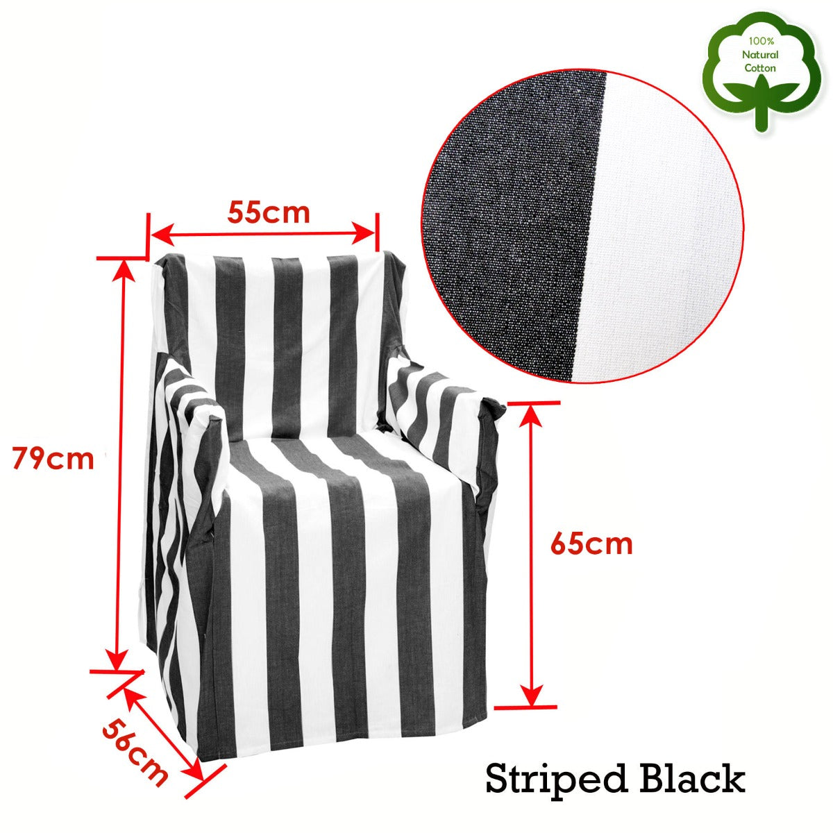 Rans Alfresco 100% Cotton Director Chair Cover - Striped Black