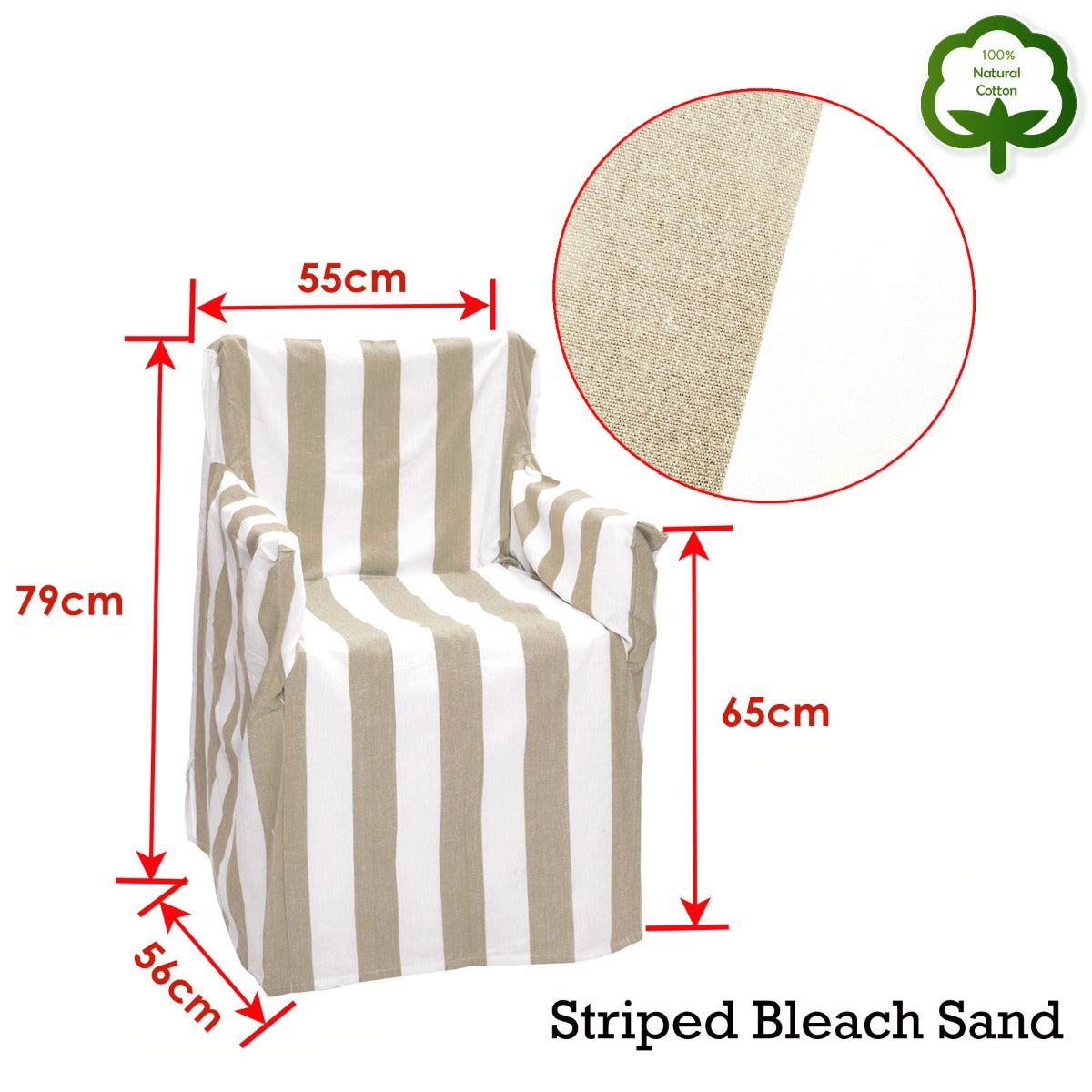 Rans Alfresco 100% Cotton Director Chair Cover - Striped Bleach Sand