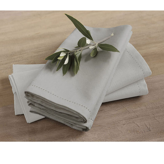 Rans Set of 4 Cotton Hemstitch Napkins - Grey