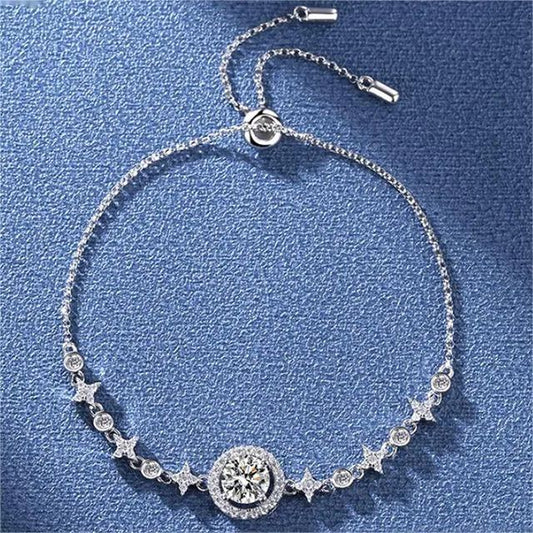 1 Carat Morganite Sterling Silver Bracelet | Celestial-inspired Design