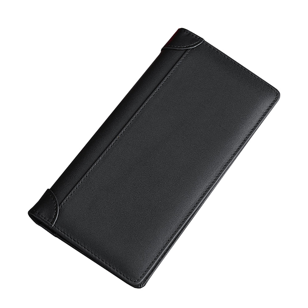 100% Genuine Leather Men's Wallet RFID Blocking Card Holder Bifold and Long Wallets (Black Long Wallet)