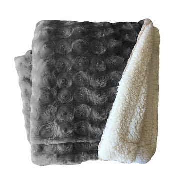 plush fleece sherpa backed reversible throw charcoal