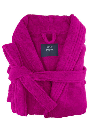 small medium egyptian cotton terry toweling bathrobe fuchsia