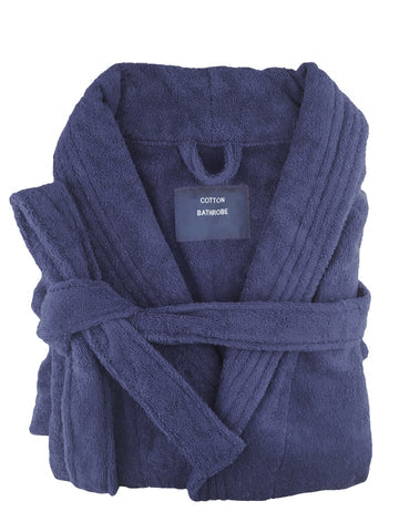 small medium egyptian cotton terry toweling bathrobe navy