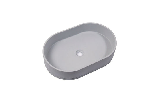 Ultra Modern Concrete Cement Wash Basin Counter Top Matte Light Gray Oval Basin