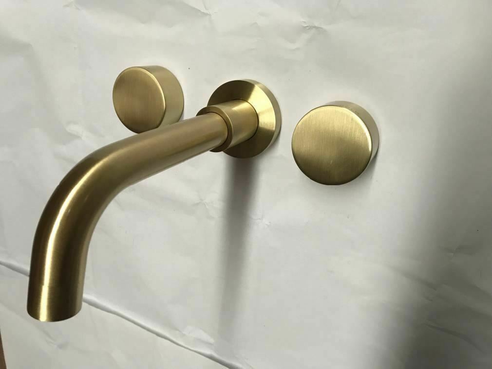 2021 New Burnished Gold Brushed Brass mixer WaterMark WELS round taps wall faucet basin