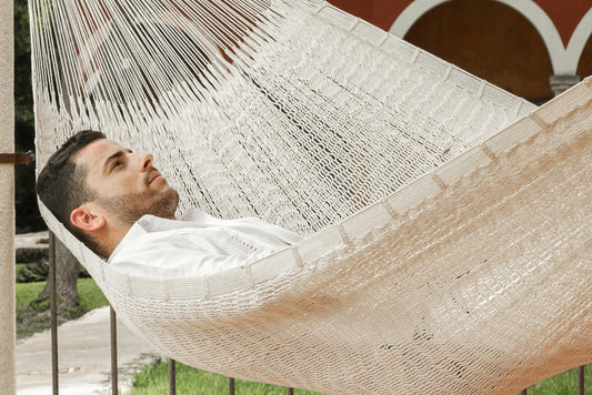 Outdoor undercover cotton Mayan Legacy hammock King size Marble