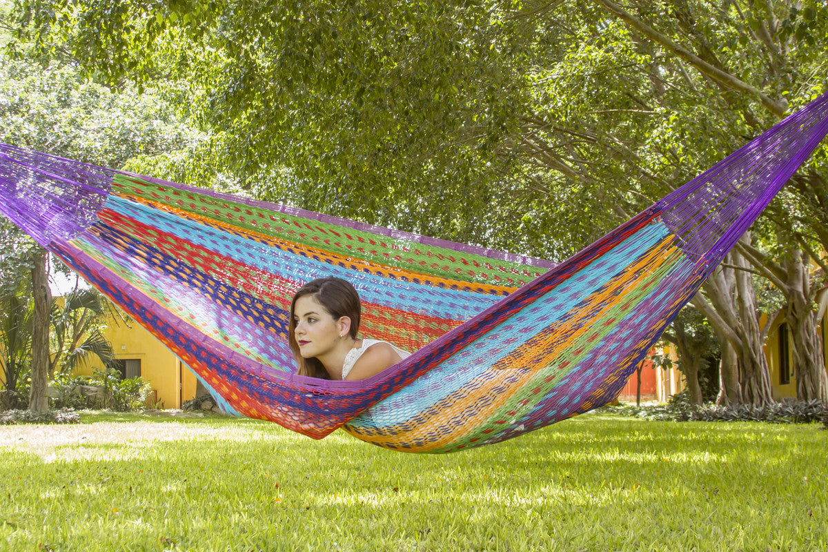 Queen Size Outdoor Cotton Hammock in Colorina