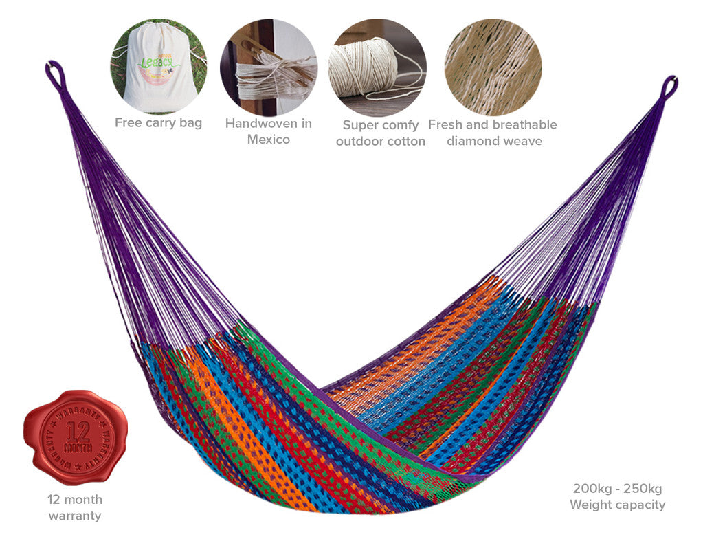 Queen Size Outdoor Cotton Hammock in Colorina