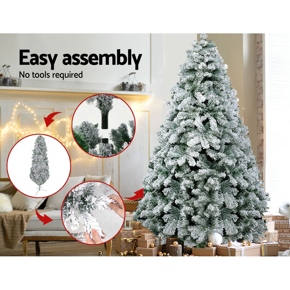 Jingle Jollys Christmas Tree 1.8m Snow Flocked Xmas Tree Decorations 520 Tips