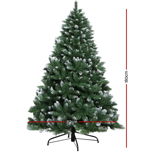 Jingle Jollys Christmas Tree 1.8m Snowy Xmas Tree Decoration 800 Tips