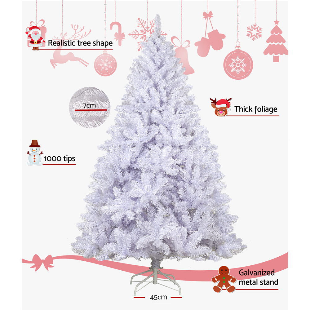 Jingle Jollys Christmas Tree 2.1m 1000 White Tips Xmas Tree Decorations