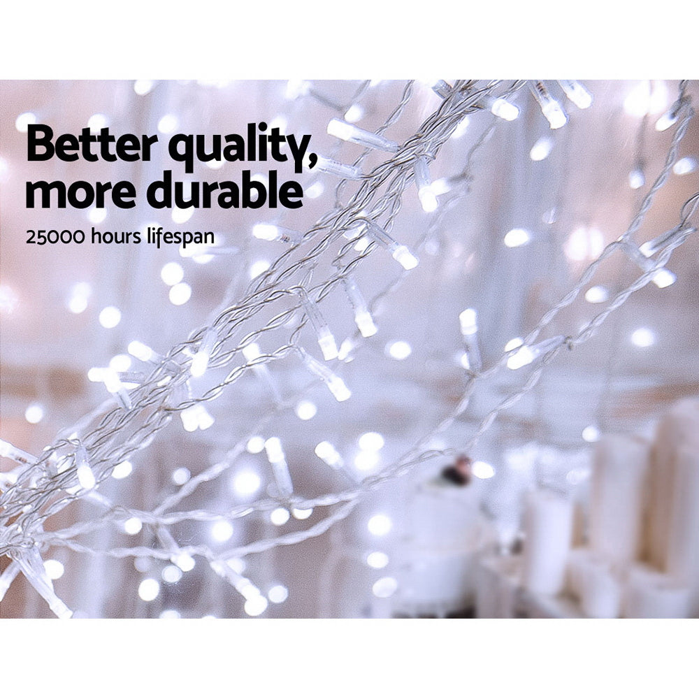 Jingle Jollys 6X3M Christmas Lights Curtain Light Cool White 600 LED