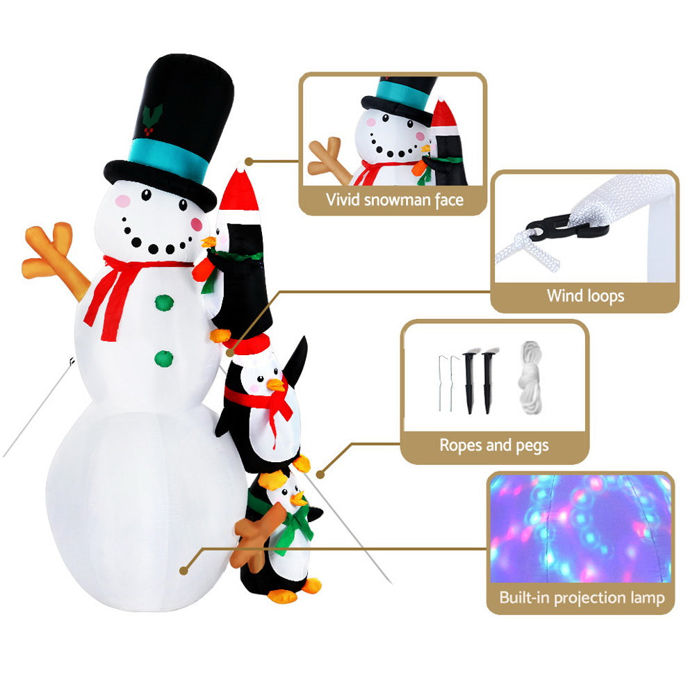 Jingle Jollys Christmas Inflatable Snowman 2.4M Illuminated Decorations