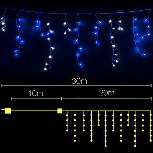 Jingle Jollys 20M Christmas Lights Icicle Light 800 LED Blue White Decor