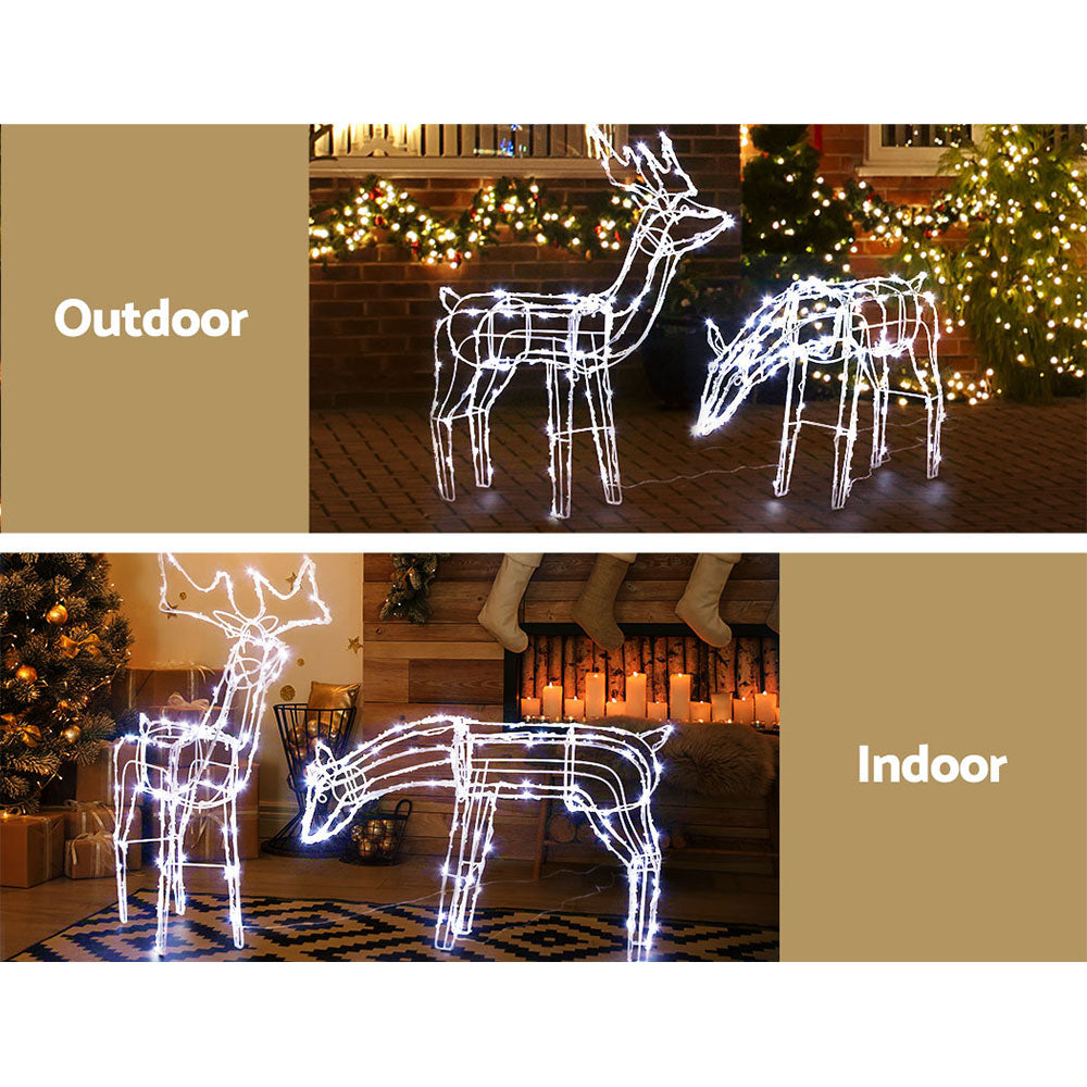 Jingle Jollys Christmas Lights 2 Pcs Reindeers 200 LED Decorations