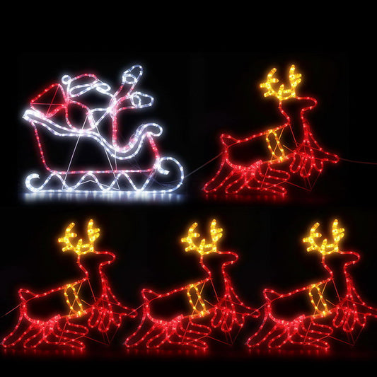 Jingle Jollys Christmas Lights Reindeer Sleigh 806 LED Decorations