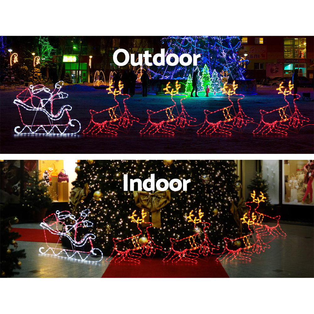 Jingle Jollys Christmas Lights Reindeer Sleigh 806 LED Decorations