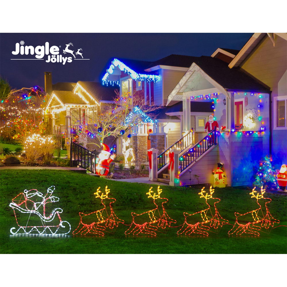 Jingle Jollys Christmas Lights Reindeer Sleigh 806 LED Decorations