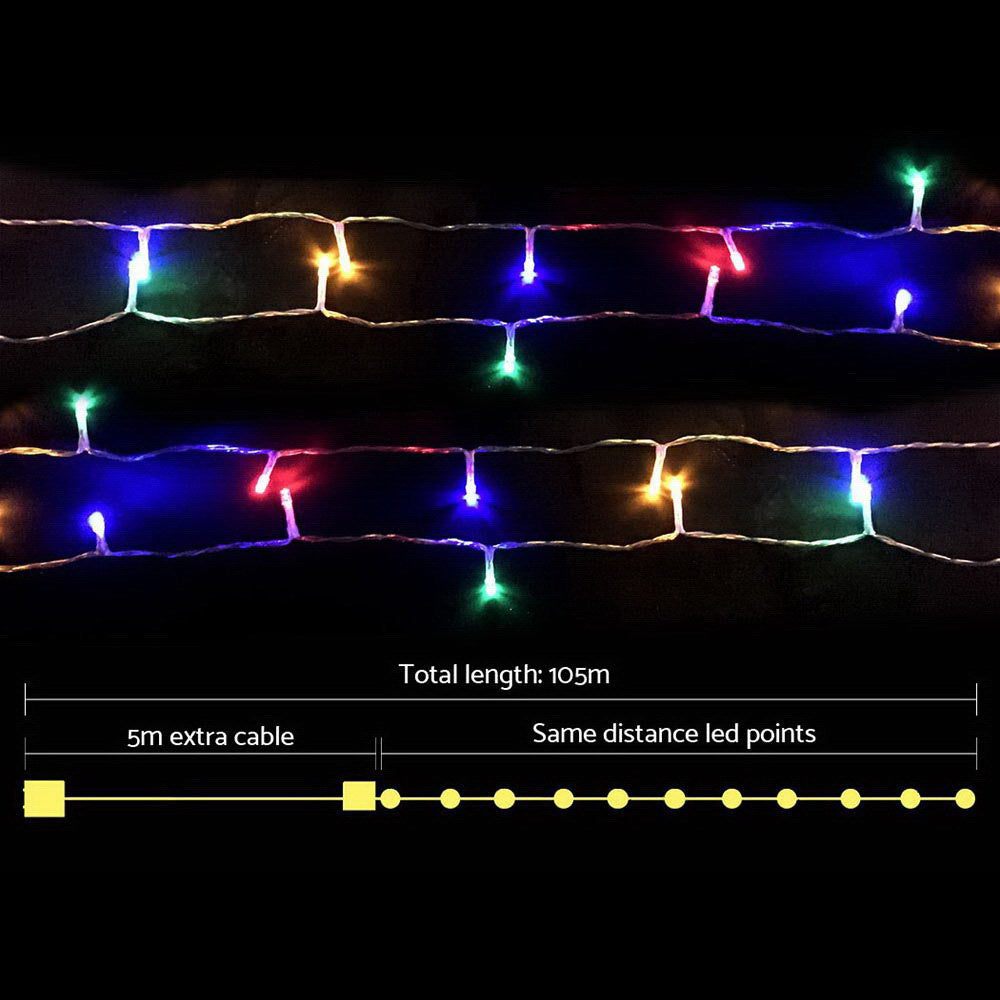 Jingle Jollys 50M Christmas Lights String Light 500 LED Colourful