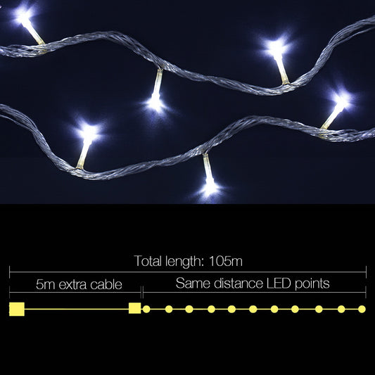 Jingle Jollys 50M Christmas Lights String Light 500 LED Cool White